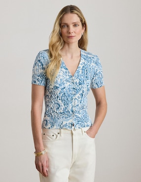 Suéter Lauren Ralph Lauren cuello V para mujer