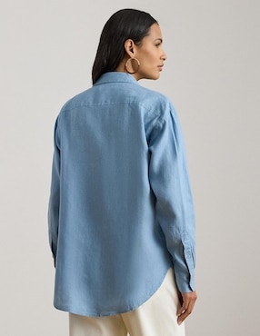 Blusa camisera Lauren Petite manga larga para mujer