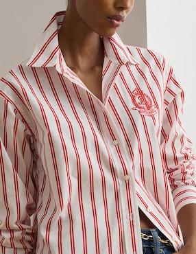 Blusa camisera Lauren Petite manga larga para mujer