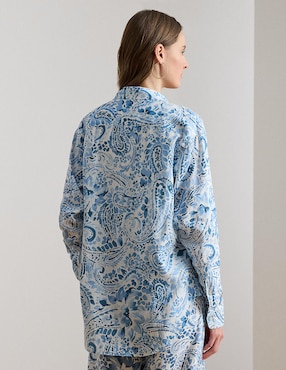 Blusa camisera Lauren Petite manga larga para mujer