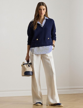 Pantalón chino Lauren Petite relajado para mujer