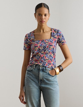 Blusa Lauren Petite manga corta para mujer