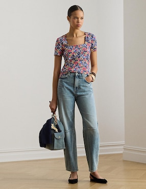 Blusa Lauren Petite manga corta para mujer