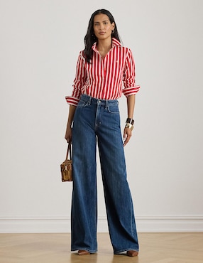 Blusa camisera Lauren Plus manga larga para mujer