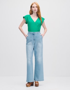 Blusa envolvente Julio manga corta para mujer