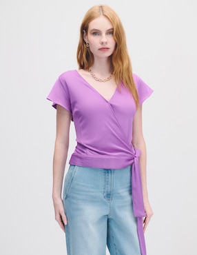 Blusa envolvente manga corta Julio para mujer