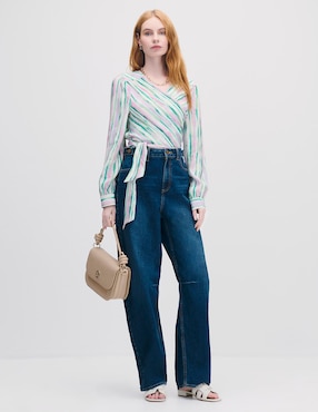 Blusa envolvente manga larga Julio para mujer