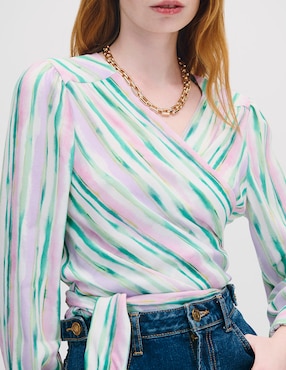 Blusa envolvente manga larga Julio para mujer
