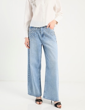 Jeans relaxed wide leg cintura baja Ivonne para mujer