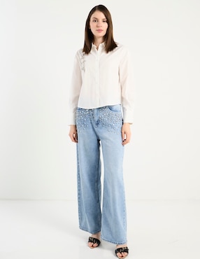 Jeans relaxed wide leg cintura baja Ivonne para mujer