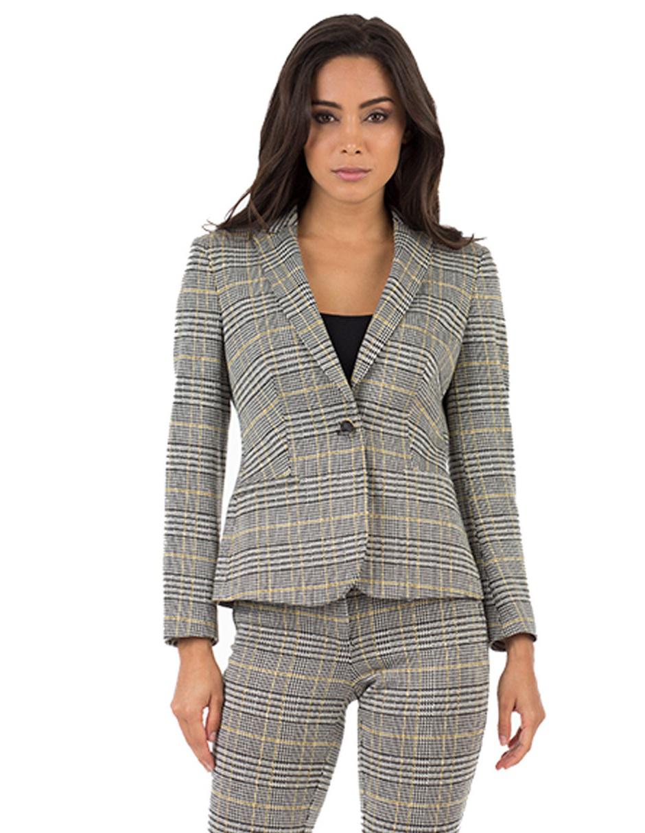 Saco con diseño pata de gallo Ivonne Petite algodón gris en Liverpool
