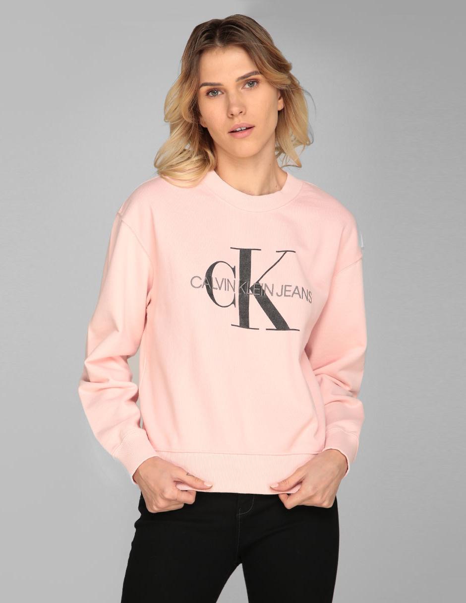 Clan gris Rango Sudadera Calvin Klein Jeans rosa claro cuello redondo | Liverpool.com.mx