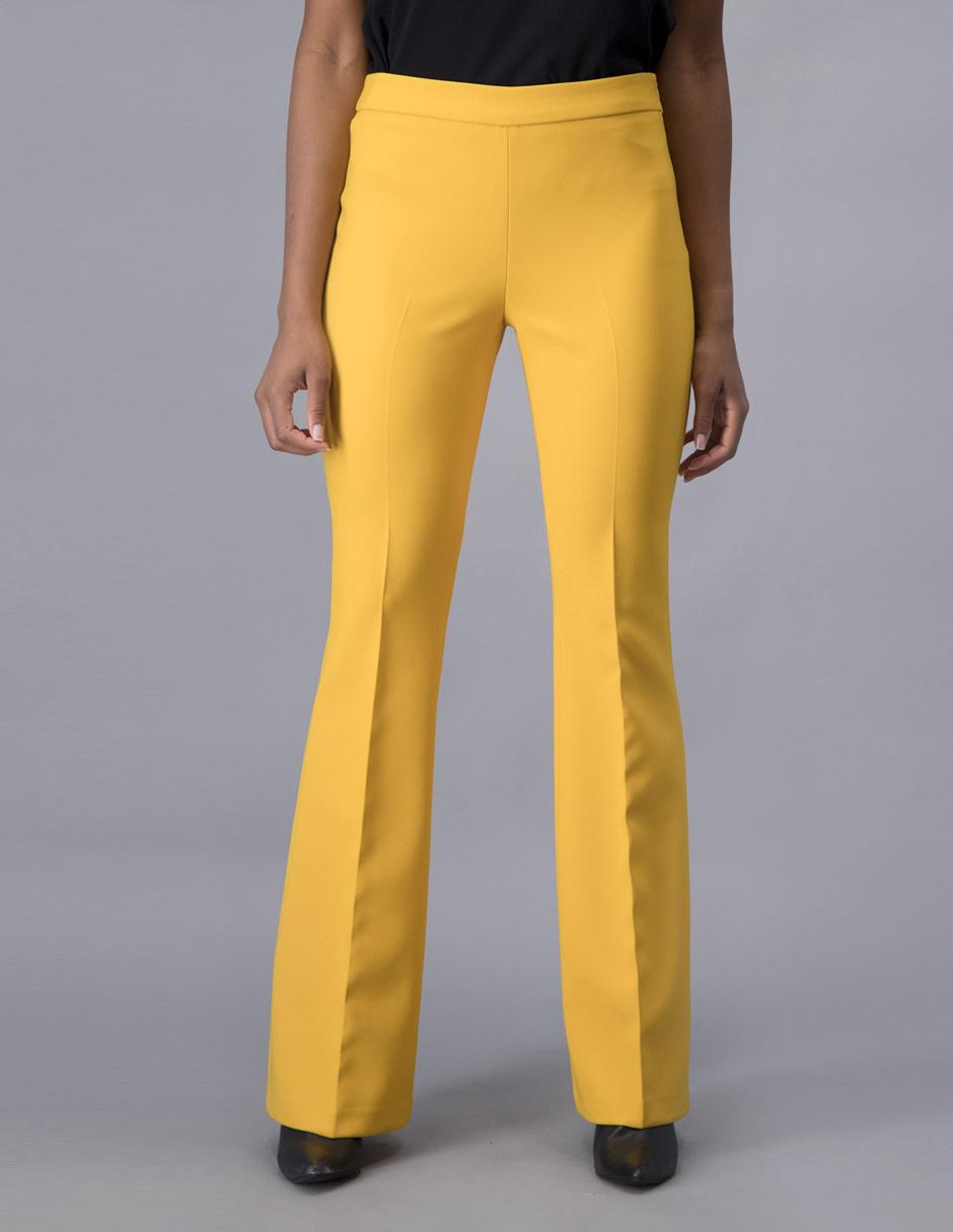 Pantalón Ivonne corte campana amarillo en Liverpool