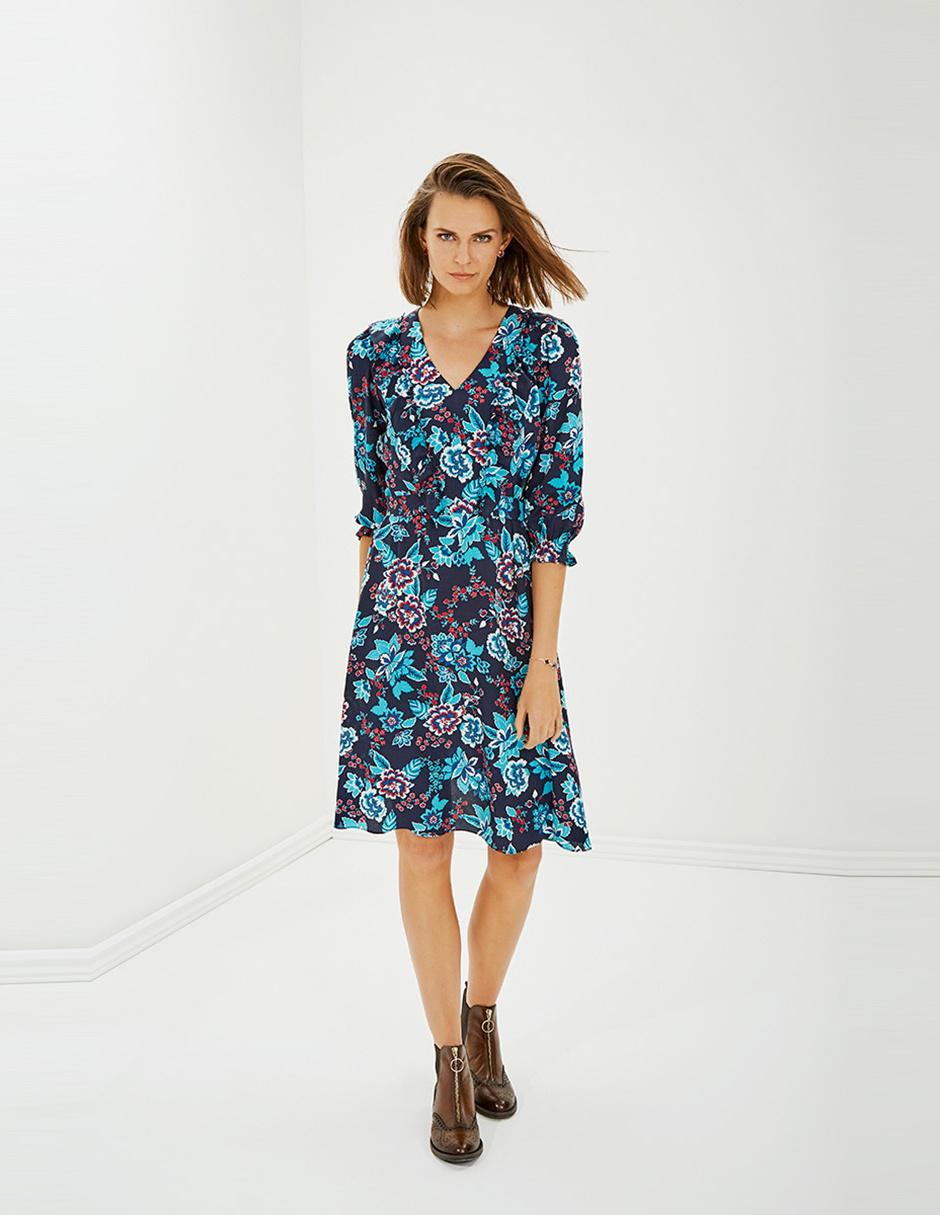 Vestido casual Julio azul marino con diseño floral en Liverpool