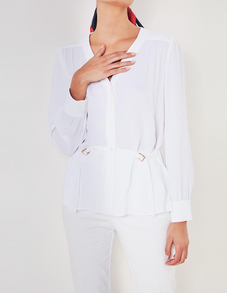 blusas blancas cuello v