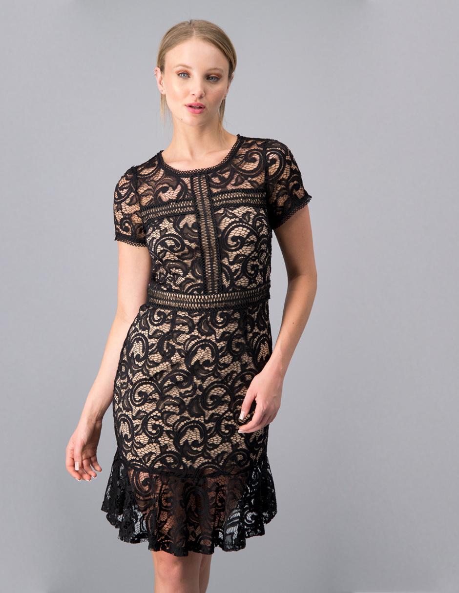 Vestido casual Ivonne negro texturizado en Liverpool