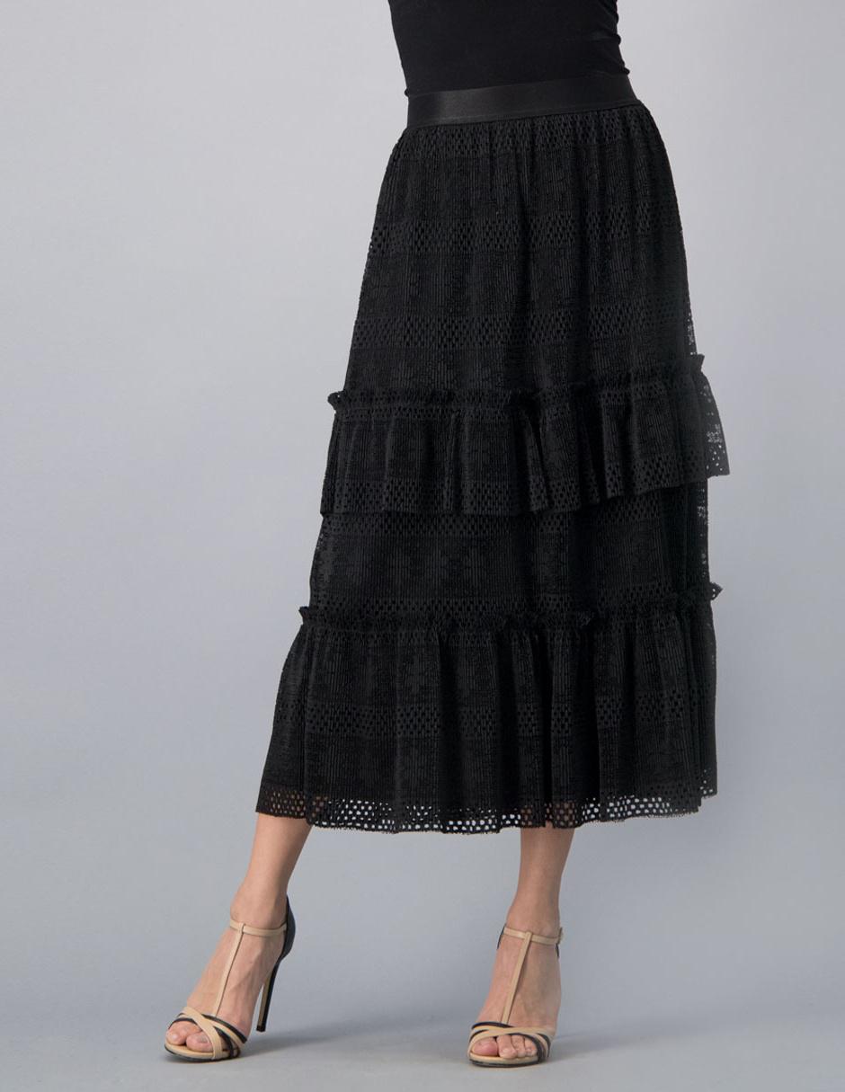 Falda negra de encaje casual Liverpool.com.mx