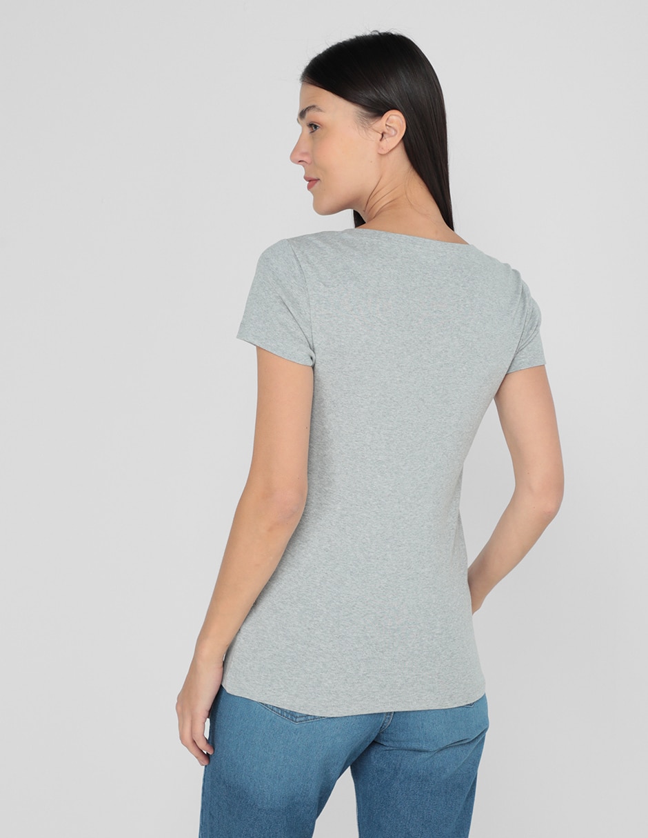 Playera manga corta cuello v para mujer 2