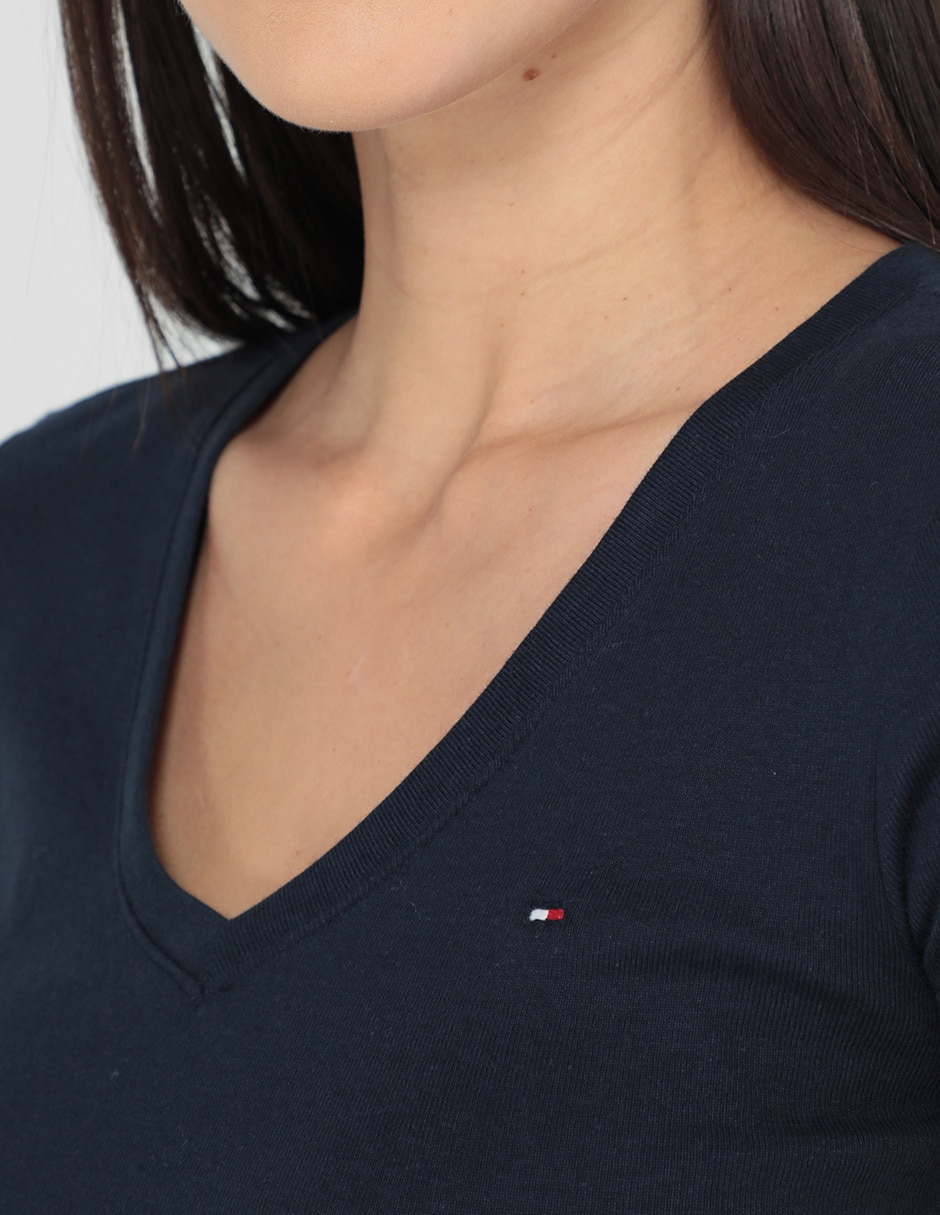 Playera manga corta cuello v para mujer 4