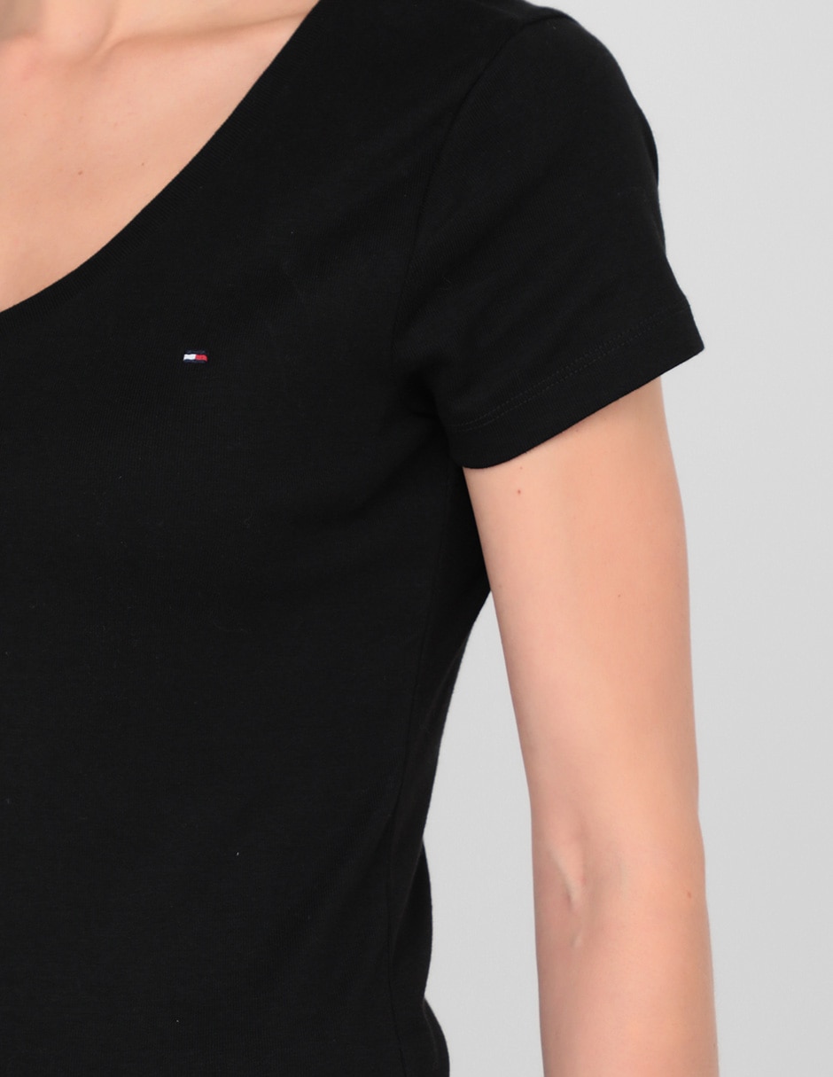 Playera manga corta cuello v para mujer 4