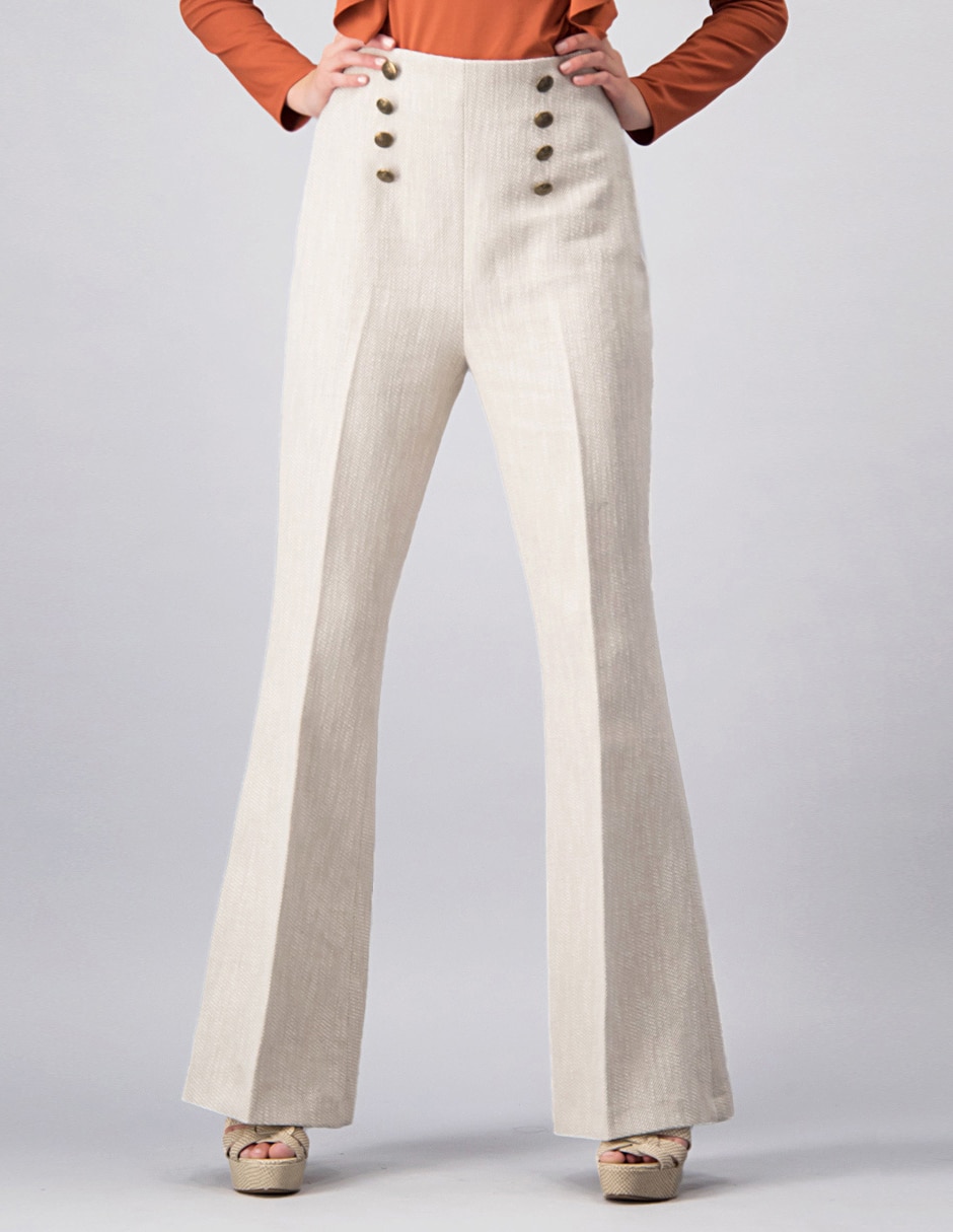 Pantalones campana beige Clearance