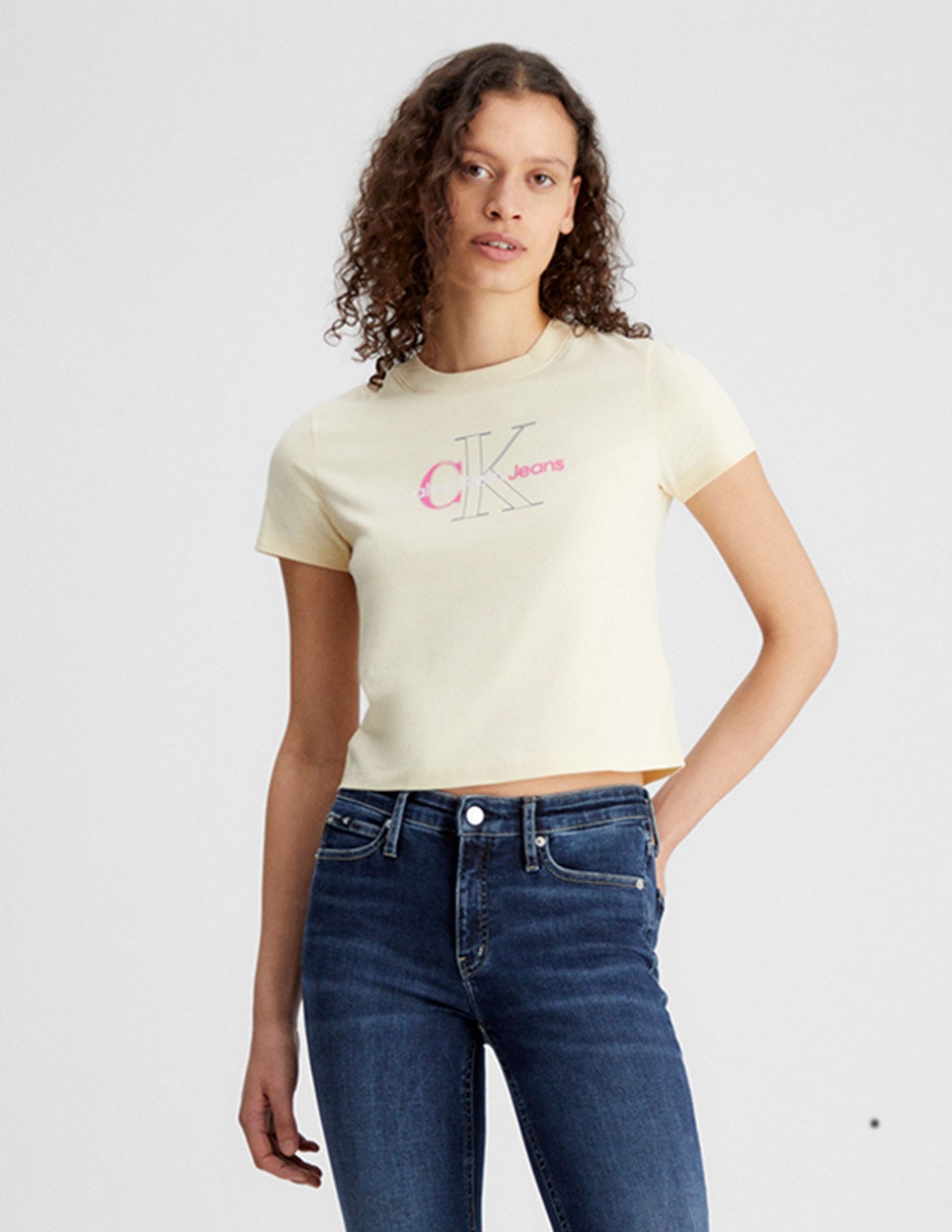 Playera manga corta Calvin Klein cuello redondo para mujer