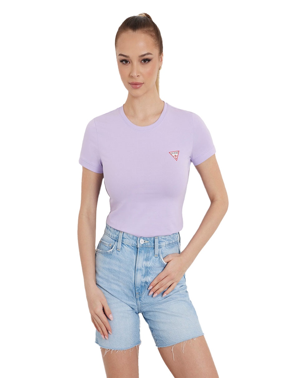 Playera manga corta cuello redondo para mujer