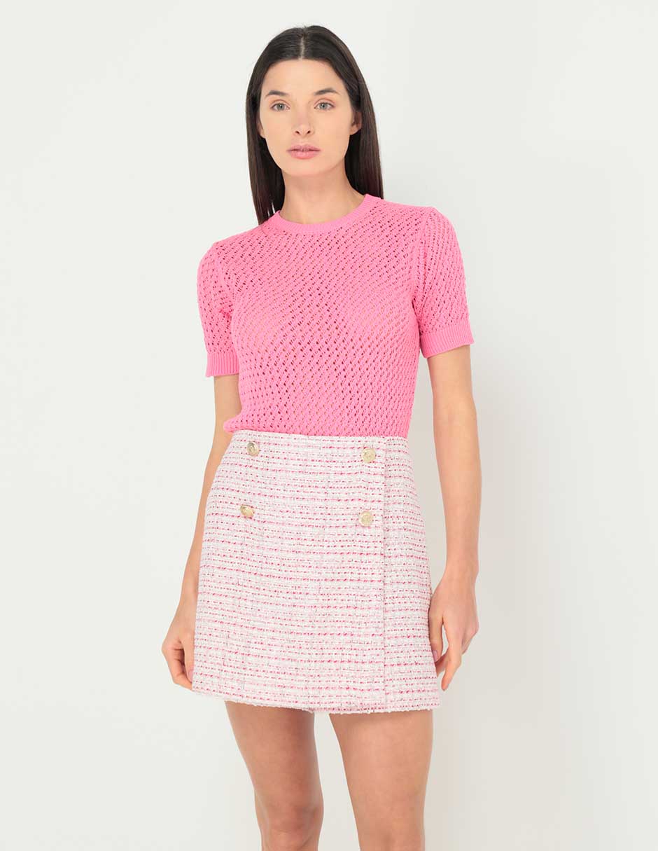 Comprar Falda short casual cintura alta rosa Faldas-minifaldas