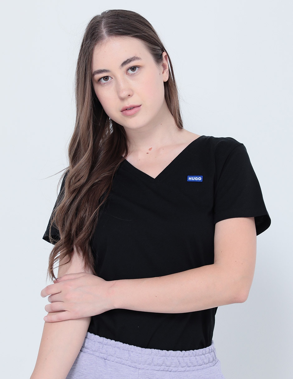 Playera manga corta cuello v para mujer