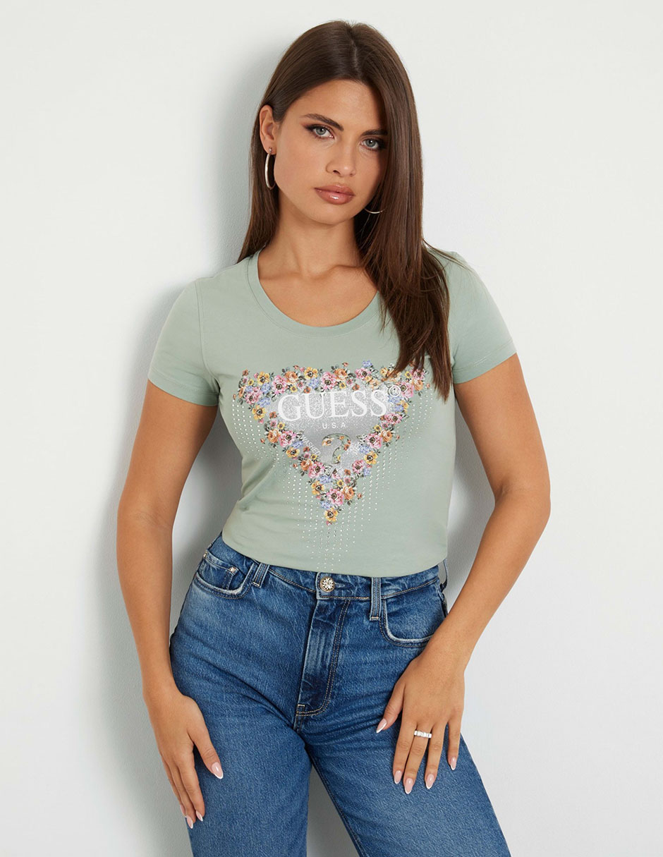 Playera manga corta GUESS cuello redondo para mujer Liverpool