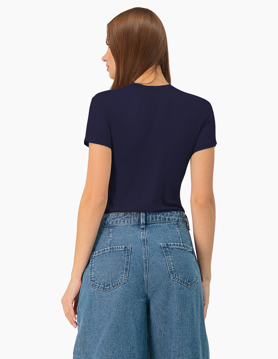 Playera manga corta cuello redondo para mujer 2