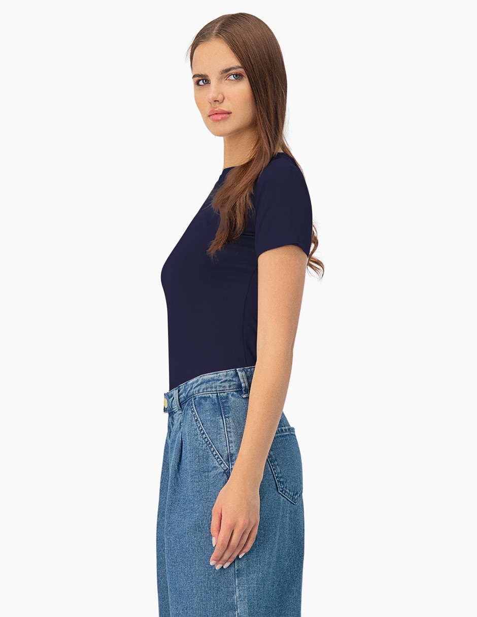 Playera manga corta cuello redondo para mujer 4