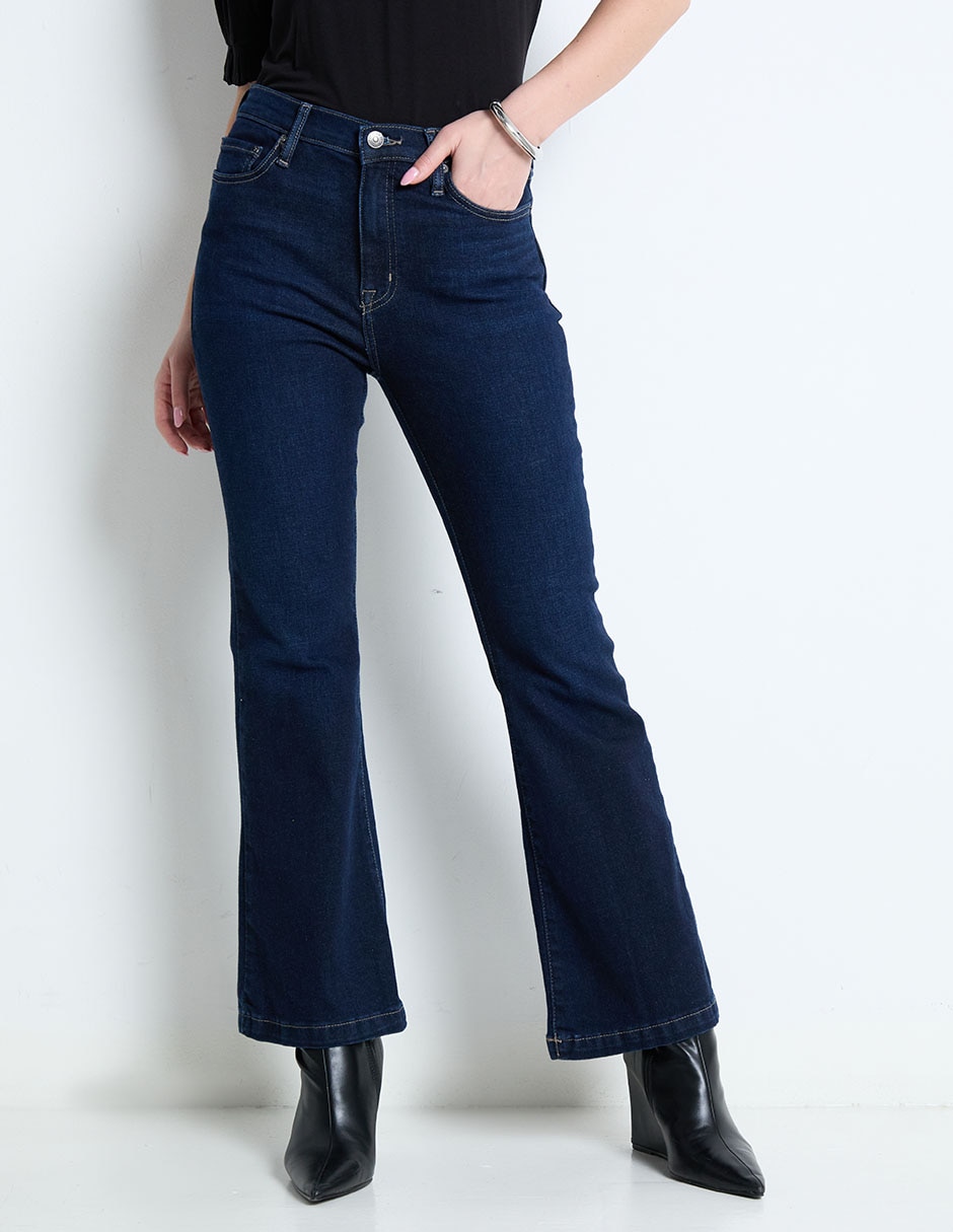 Jeans campana corte cintura para mujer 1