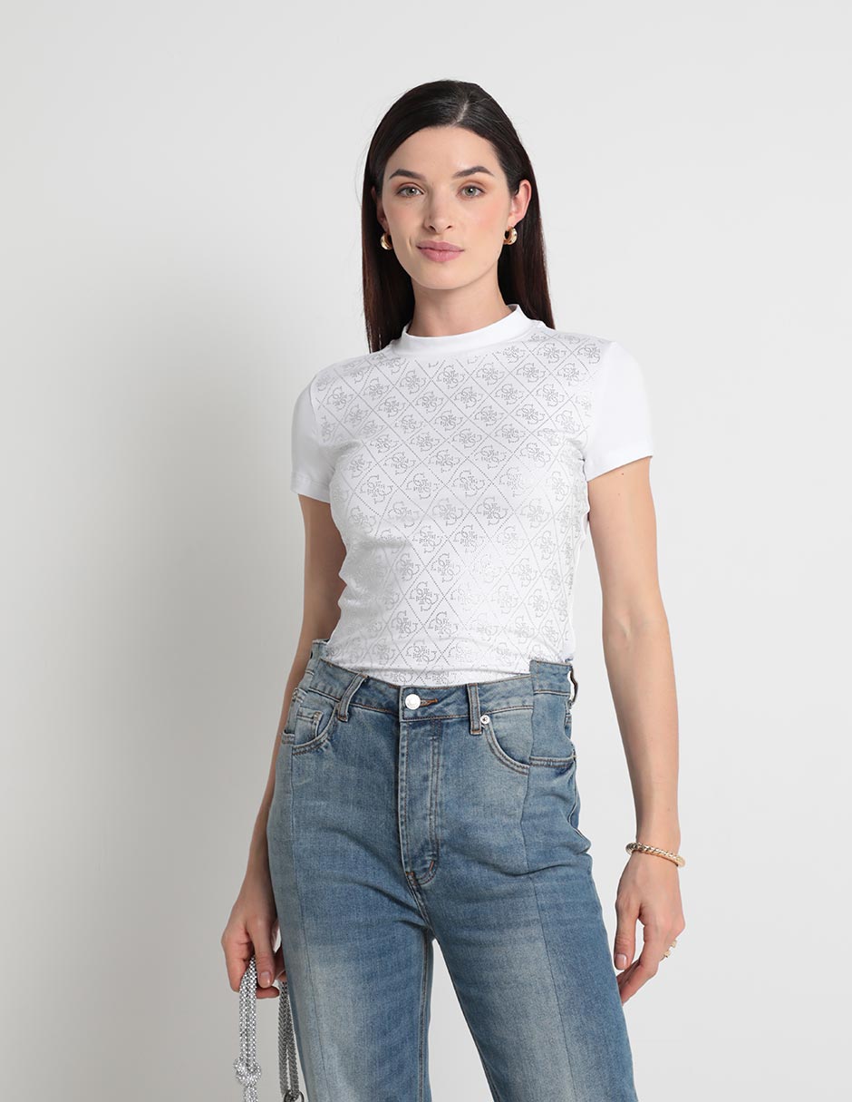 Playera manga corta cuello redondo para mujer