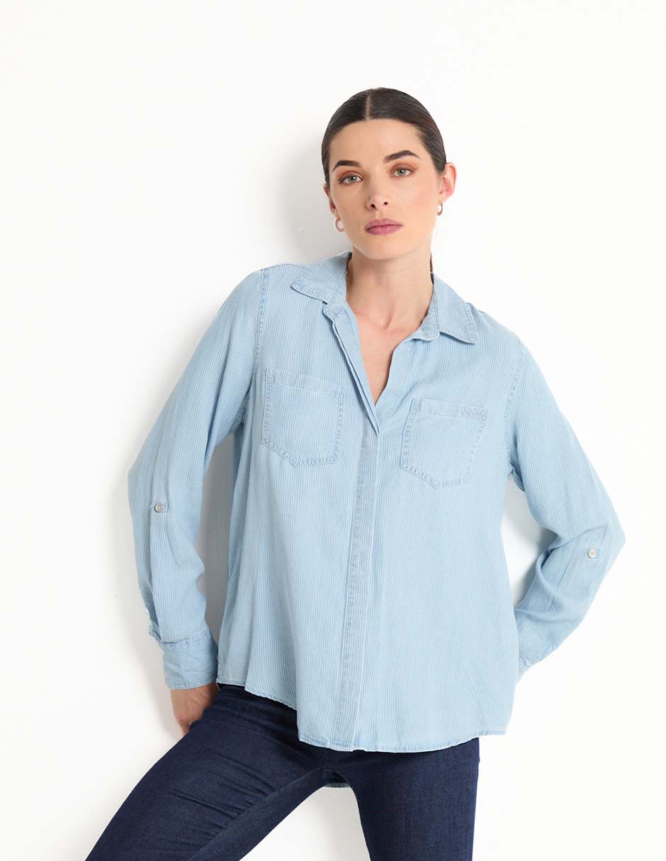 Jeans Blusas De Vestir Liverpool Blusa Camisera DKNY Jeans Manga