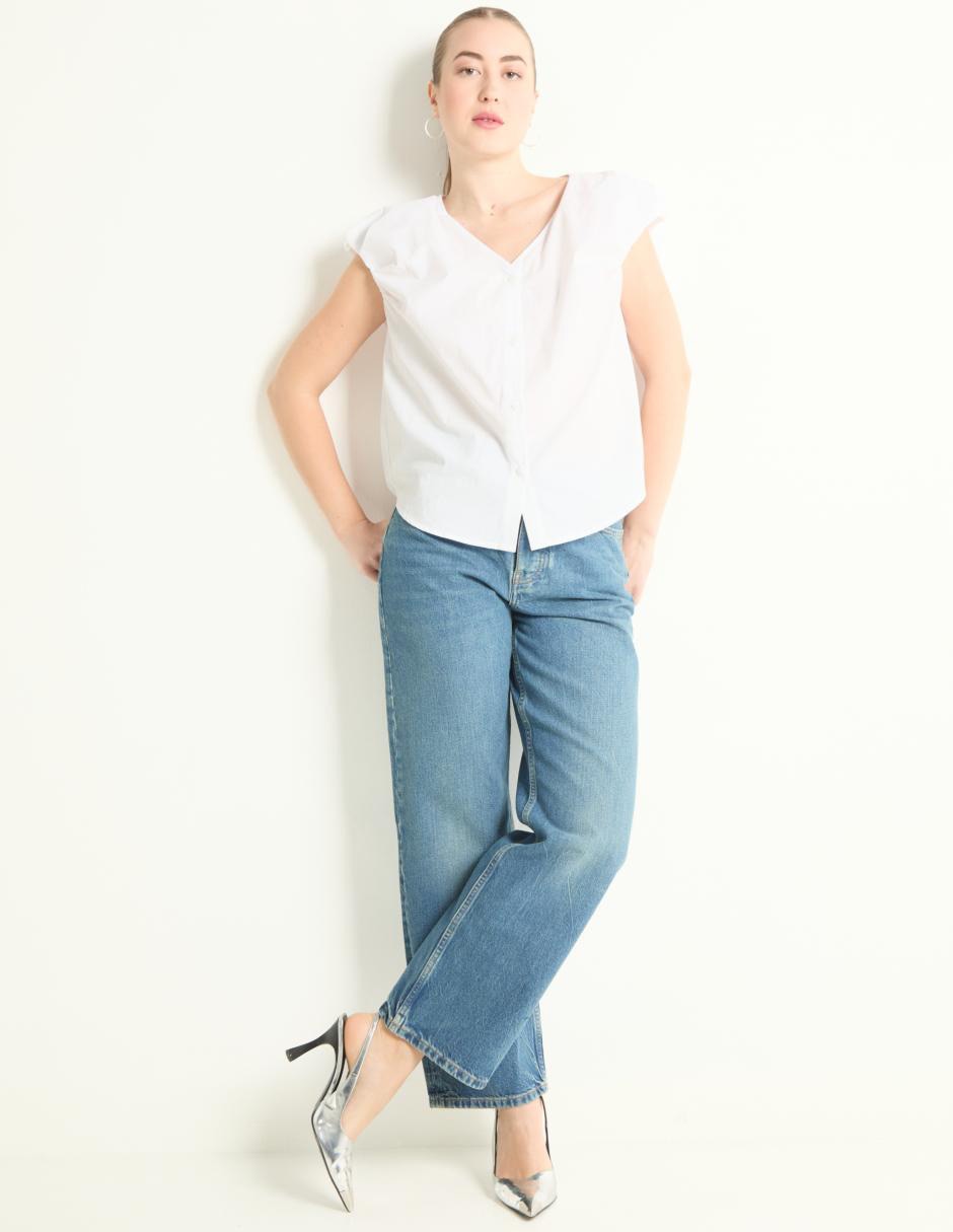Jeans amplio corte cadera para mujer 3