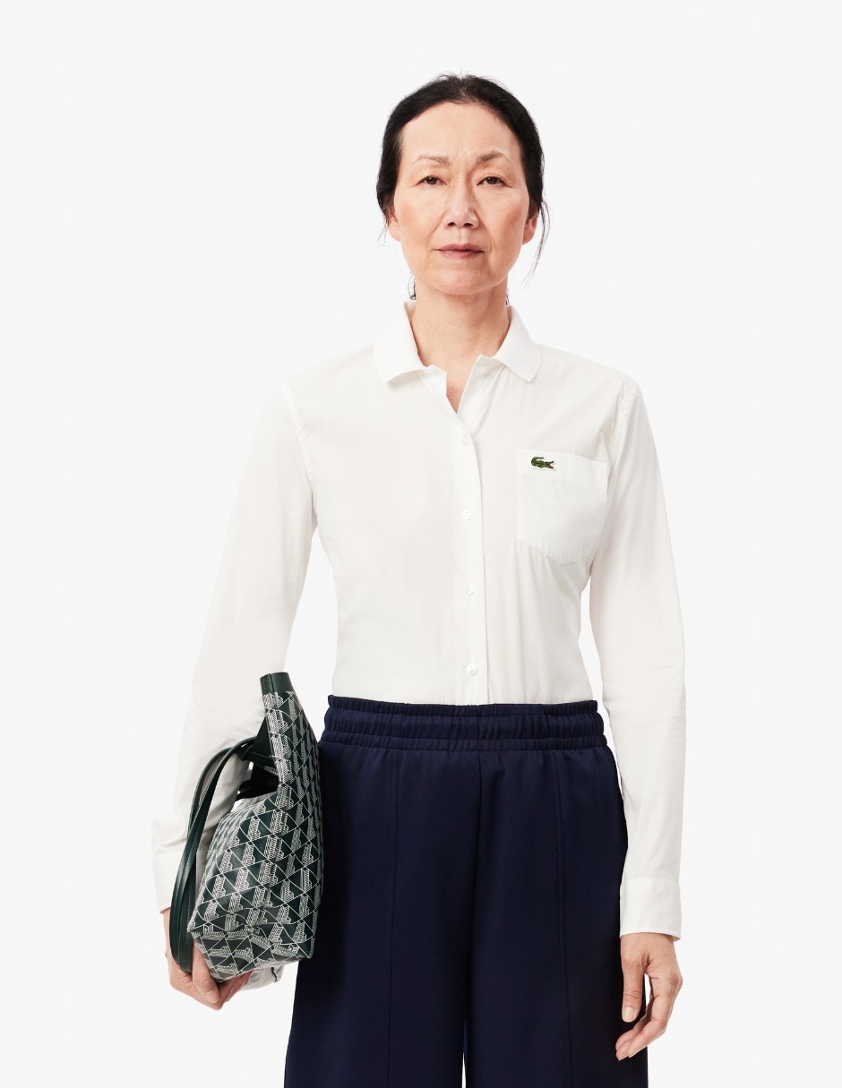 Camisa Lacoste de algodón manga larga para mujer