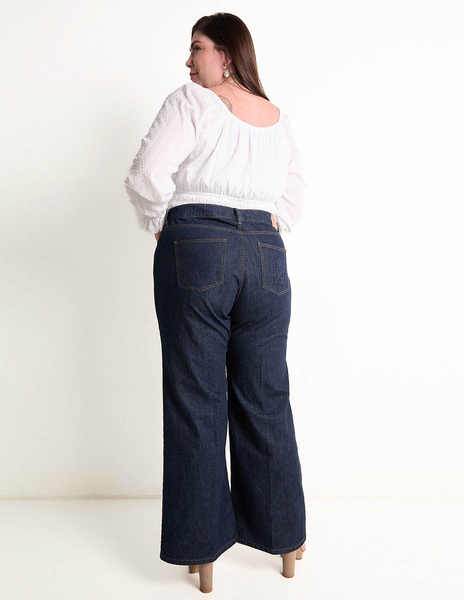 Jeans wide leg corte cintura para mujer 2