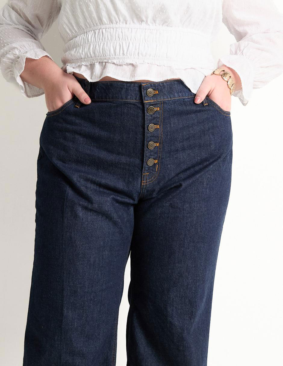 Jeans wide leg corte cintura para mujer 4