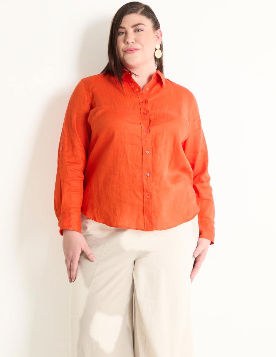 Blusa camisera manga larga para mujer