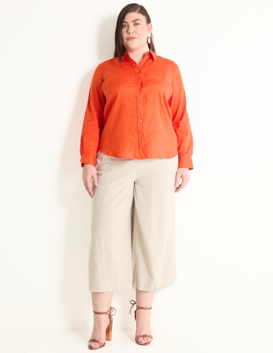 Blusa camisera Lauren Plus manga larga para mujer