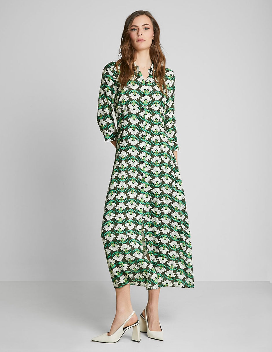 Marca Trucco Trucco Moda Mujer Vestido Largo Ajustado Estampado