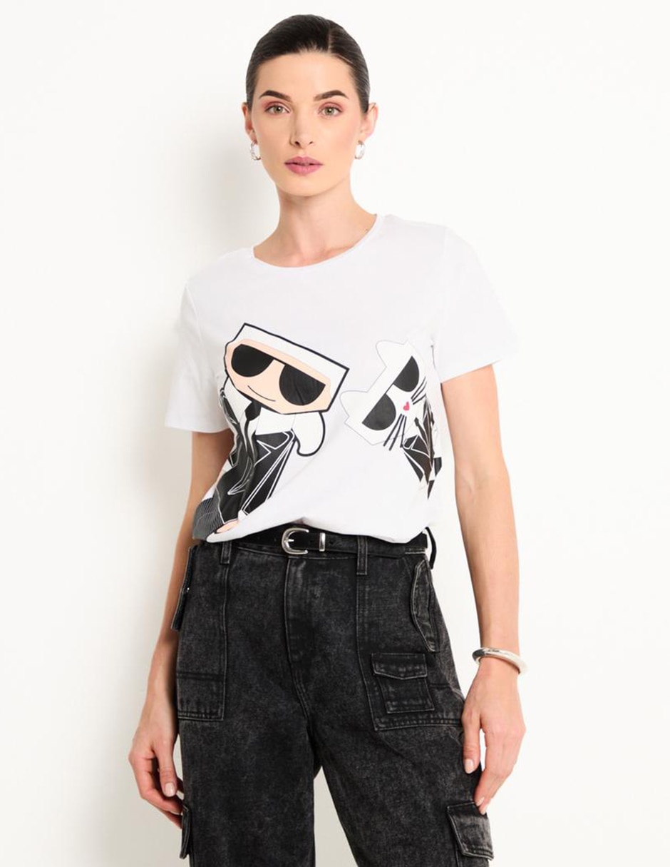 Playera manga corta cuello redondo para mujer