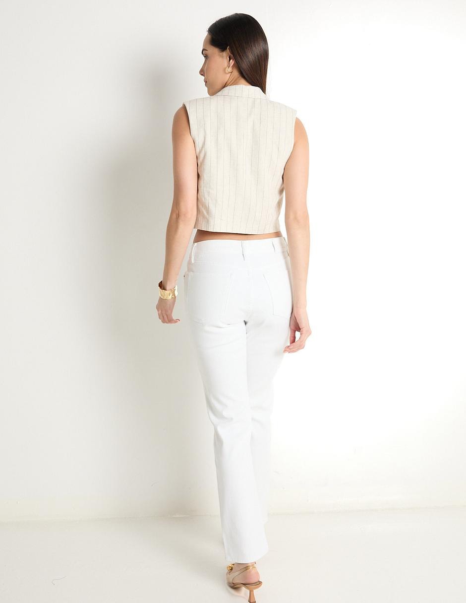 Jeans straight corte cintura para mujer