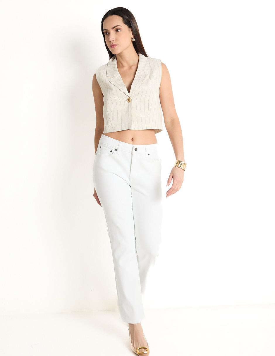 Jeans straight corte cintura para mujer