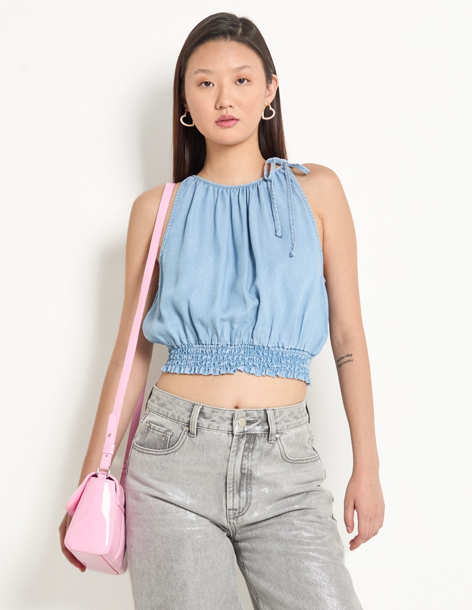 Top cuello redondo