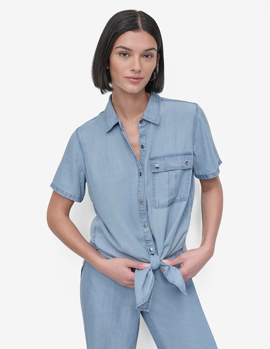 Blusa camisera Dkny manga corta para mujer Liverpool