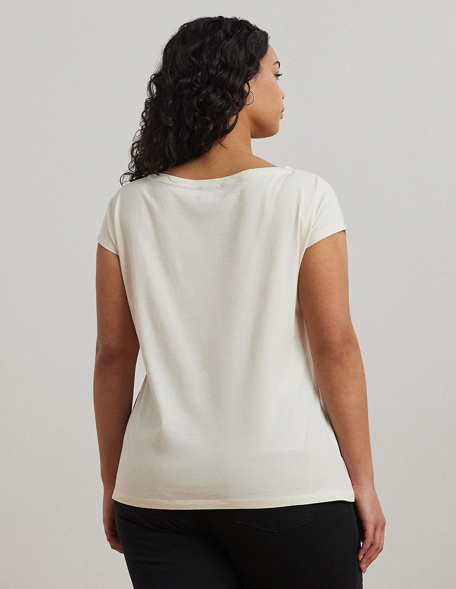 Playera manga corta cuello ojal para mujer 2