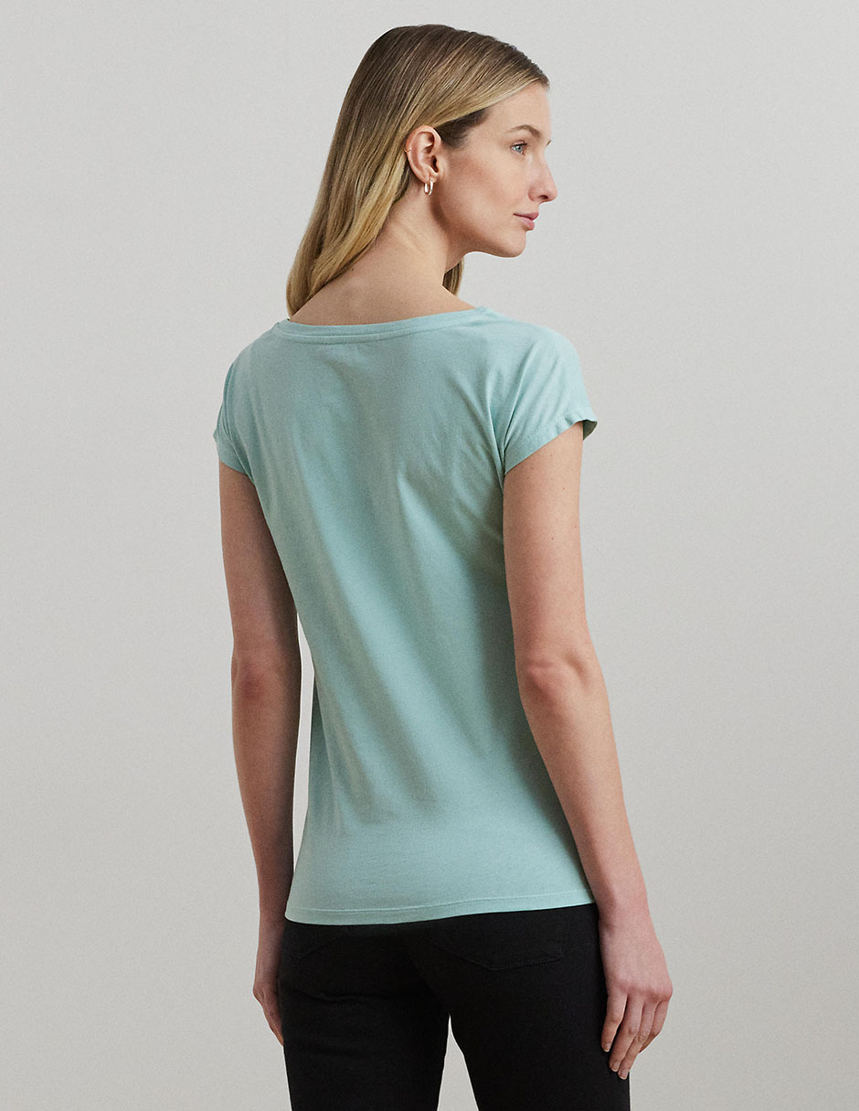 Playera manga corta cuello ojal para mujer 2