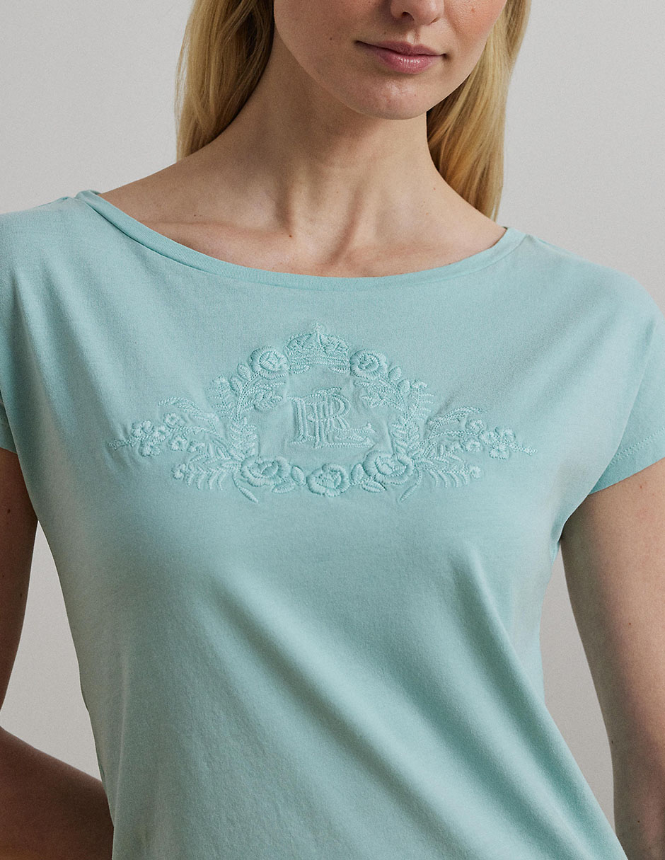 Playera manga corta cuello ojal para mujer 4